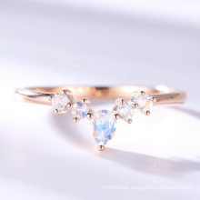 14K Rose Gold Plated Silver Moonstone Engagement Rings